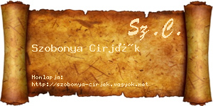 Szobonya Cirjék névjegykártya